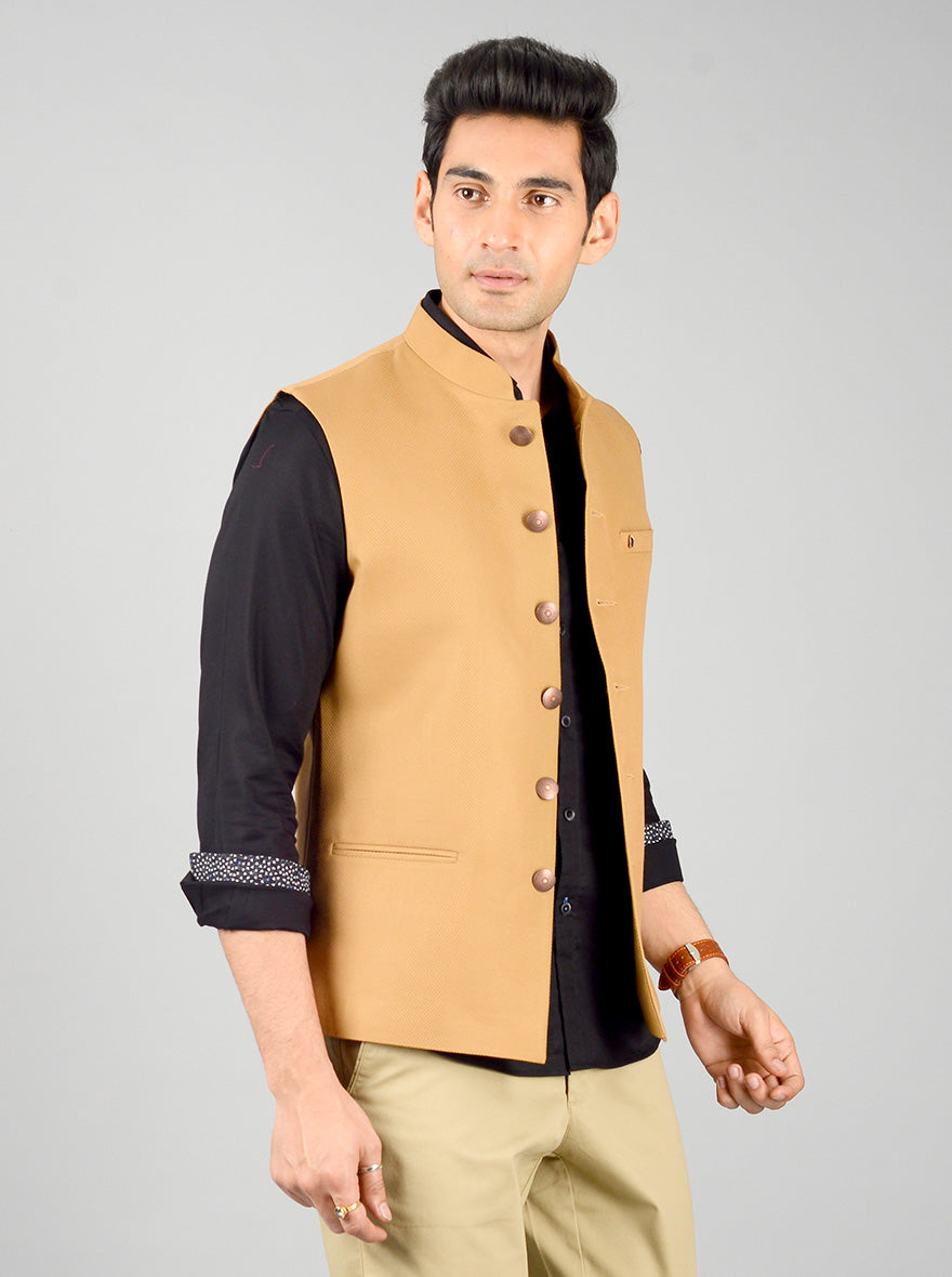 Beige Bandhgala Jacket | Greenfibre