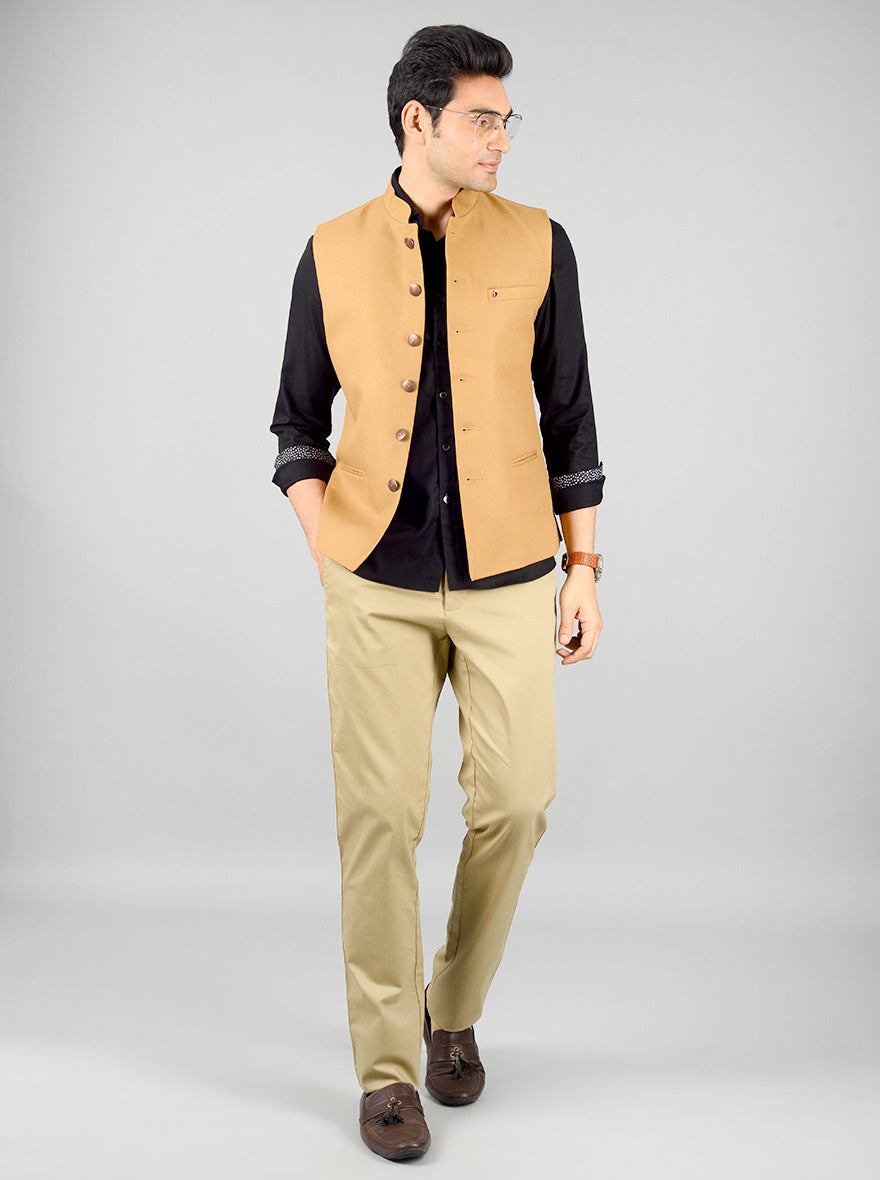 Beige Bandhgala Jacket | Greenfibre