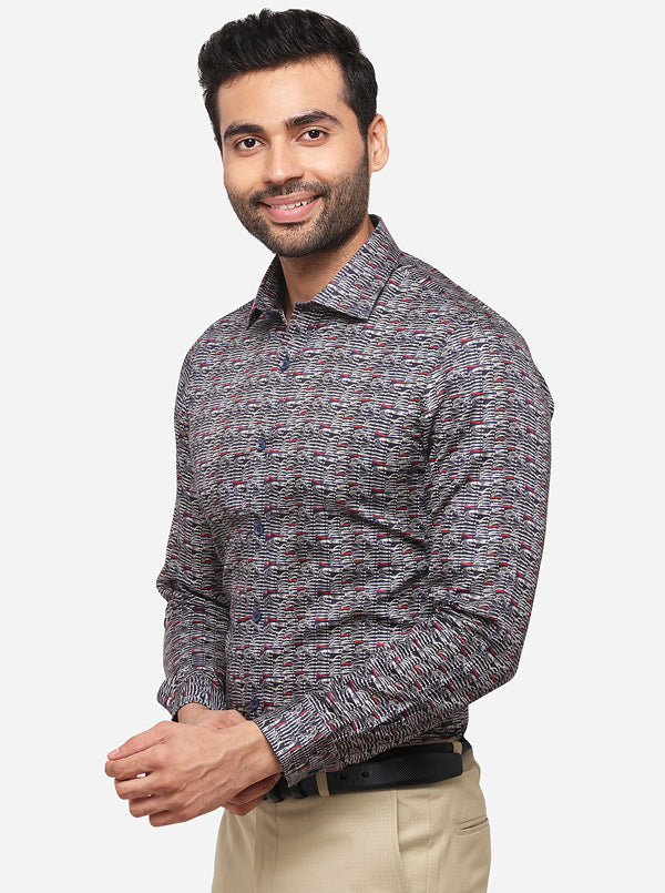 Black Printed Slim Fit Party Wear Shirt | Wyre