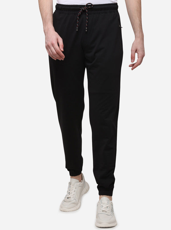 Black Solid Regular Fit Track Pants | JadeBlue