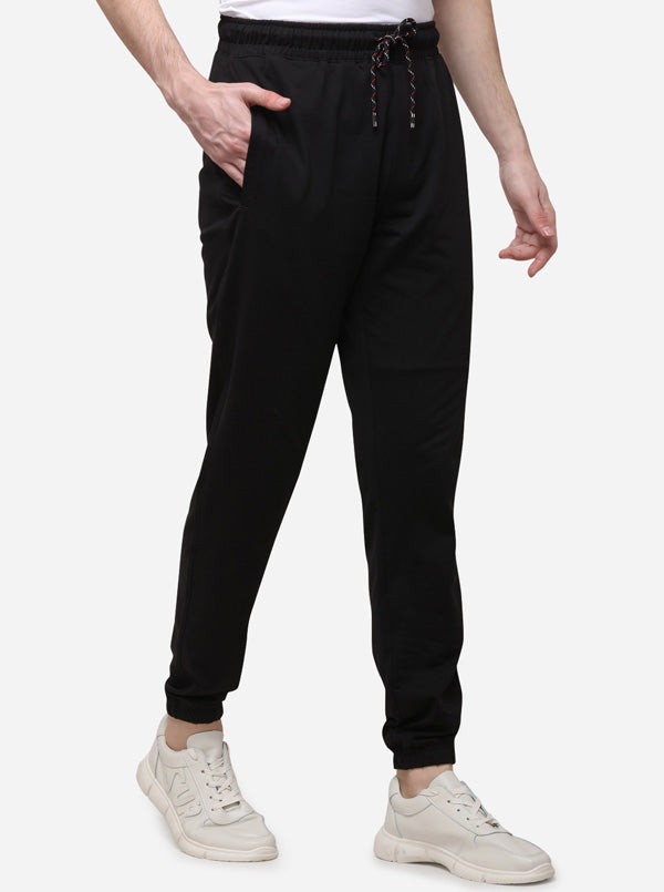 Black Solid Regular Fit Track Pants | JadeBlue