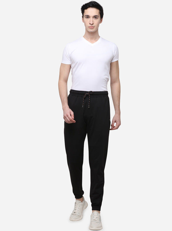 Black Solid Regular Fit Track Pants | JadeBlue