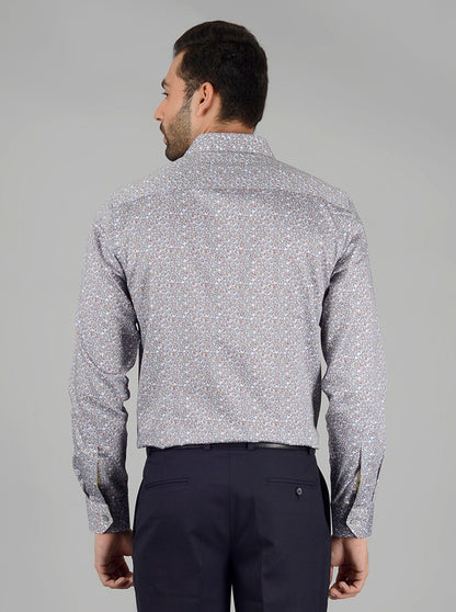 Grey Printed Slim Fit Party Wear shirt | Wyre