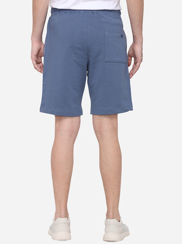 Stone Blue Solid Regular Fit Shorts | JadeBlue