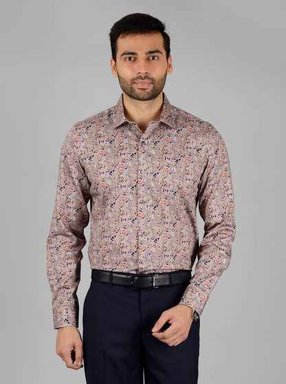 Brown Printed Slim Fit Party Wear shirt | Wyre