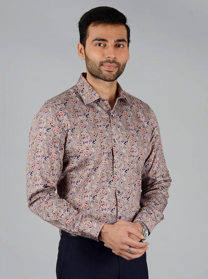 Brown Printed Slim Fit Party Wear shirt | Wyre