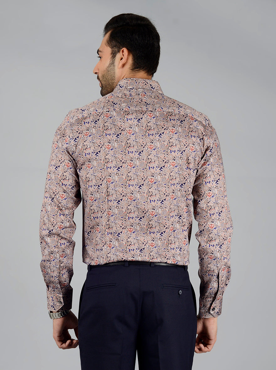 Brown Printed Slim Fit Party Wear shirt | Wyre