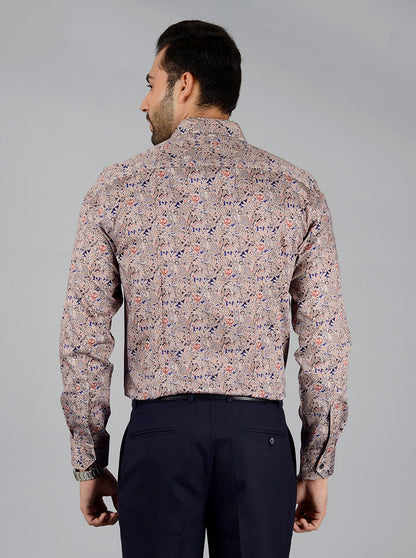 Brown Printed Slim Fit Party Wear shirt | Wyre