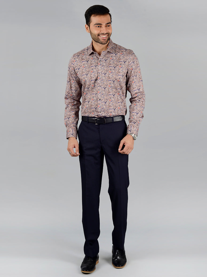 Brown Printed Slim Fit Party Wear shirt | Wyre
