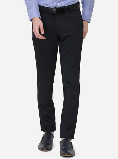 Dark Blue Solid Slim Fit Formal Trouser | JB Studio