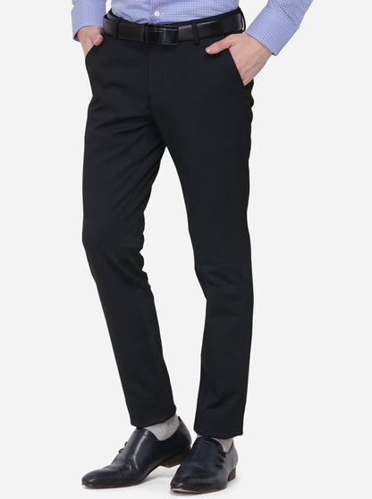 Dark Blue Solid Slim Fit Formal Trouser | JB Studio