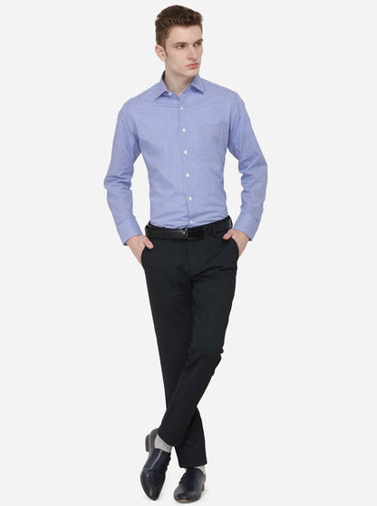 Dark Blue Solid Slim Fit Formal Trouser | JB Studio