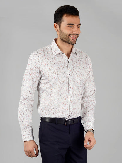 Cream Printed Slim Fit Party Wear shirt | Wyre