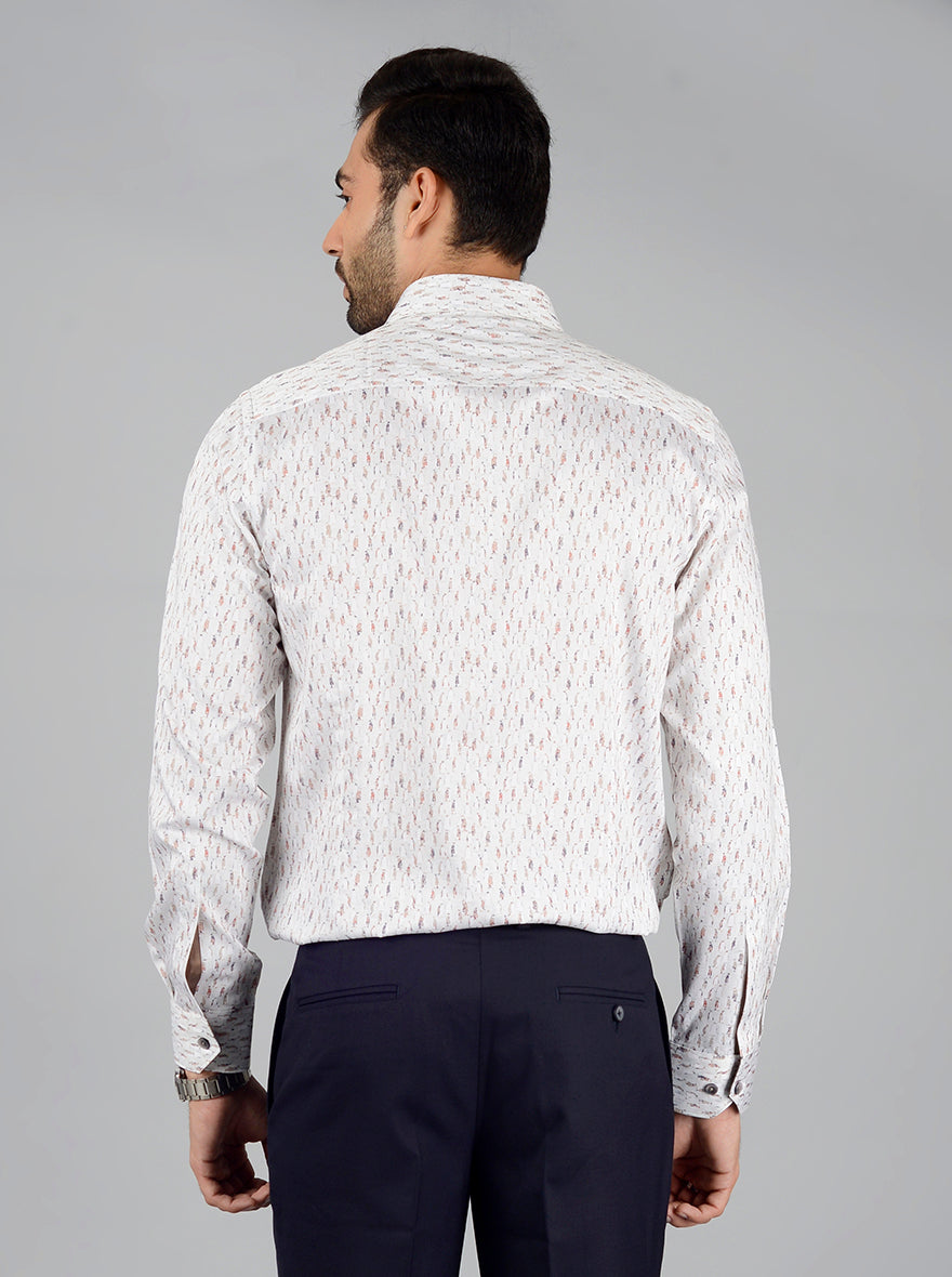 Cream Printed Slim Fit Party Wear shirt | Wyre