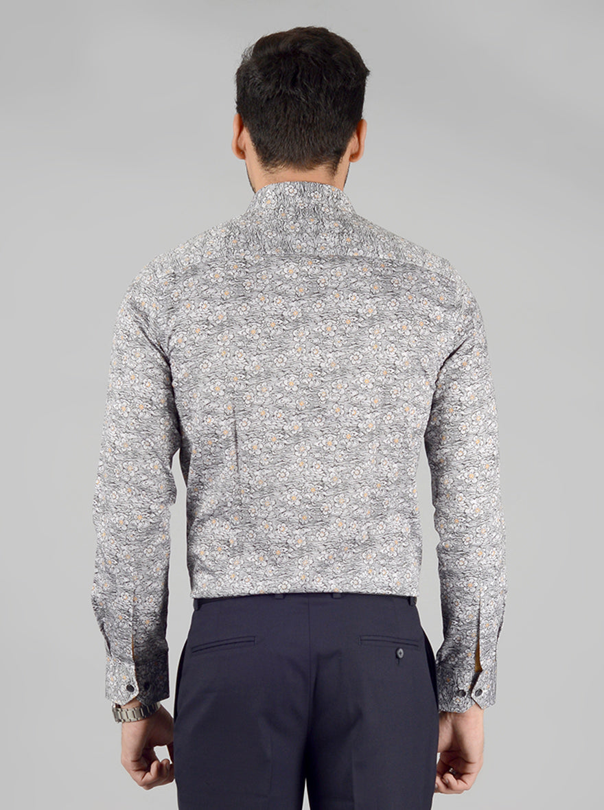 Grey Printed Slim Fit Party Wear shirt | Wyre
