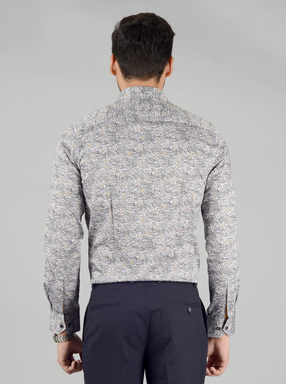 Grey Printed Slim Fit Party Wear shirt | Wyre