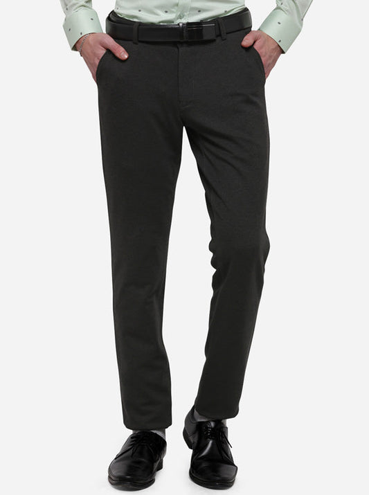 Black Solid Slim Fit Formal Trouser | JB Studio