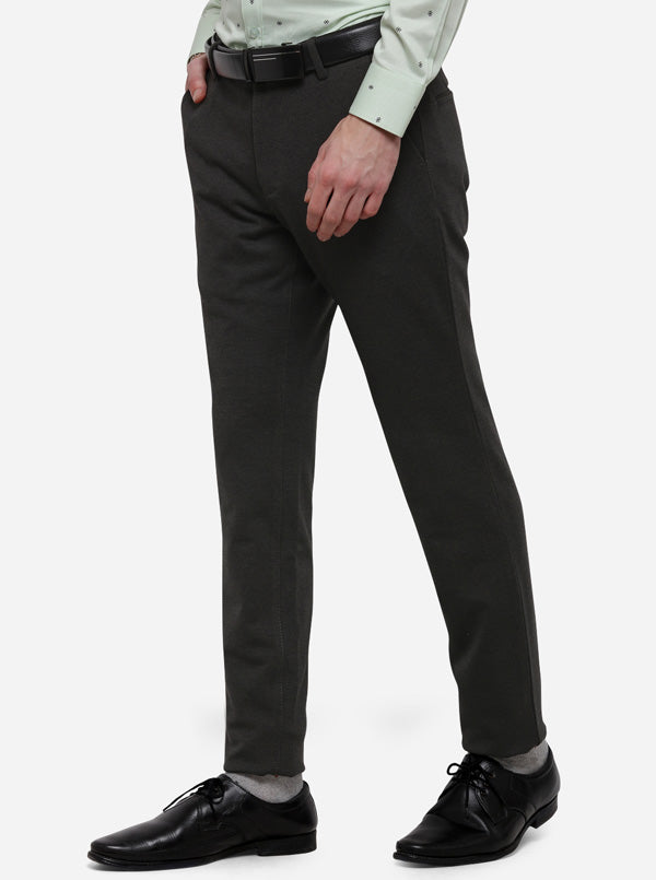 Black Solid Slim Fit Formal Trouser | JB Studio