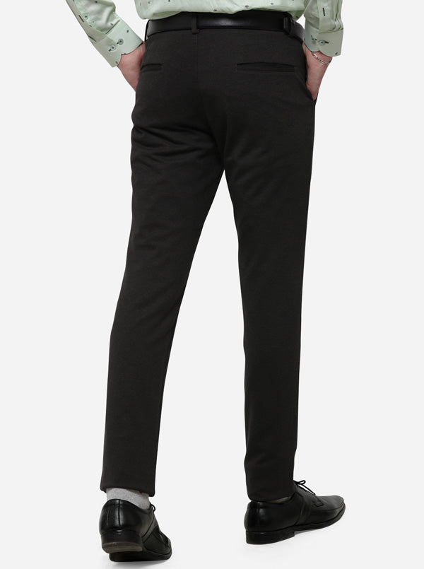 Black Solid Slim Fit Formal Trouser | JB Studio