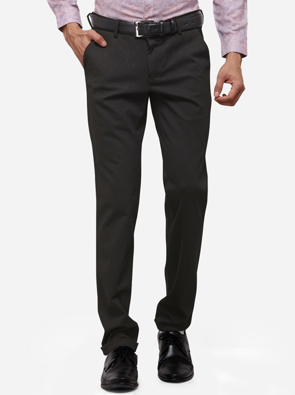 Olive Slim Fit Solid Formal Trouser | JB Studio