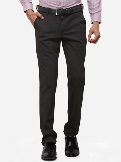 Olive Slim Fit Solid Formal Trouser | JB Studio