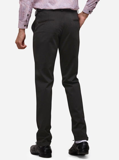Olive Slim Fit Solid Formal Trouser | JB Studio