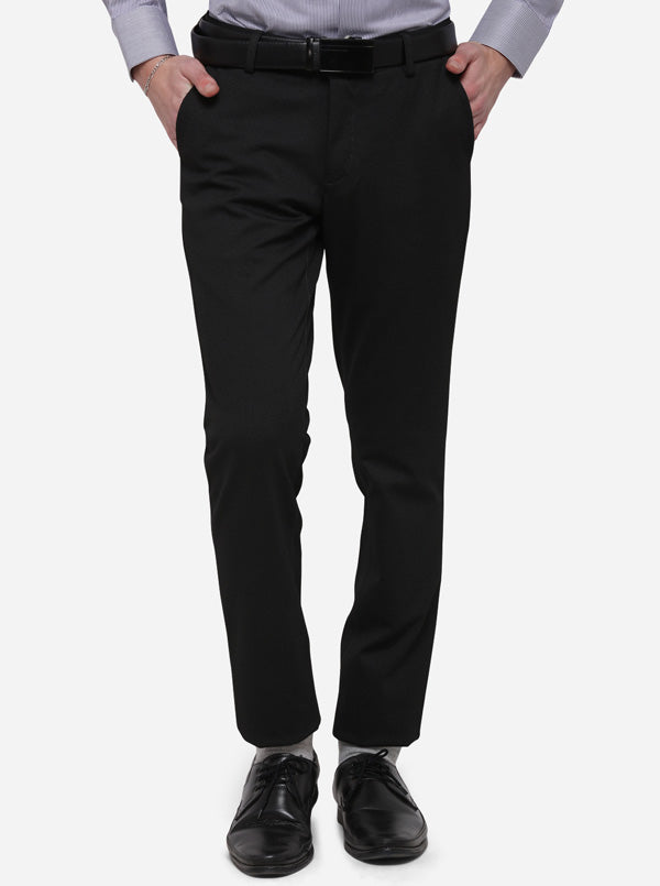 Black Solid Slim Fit Formal Trouser | JB Studio