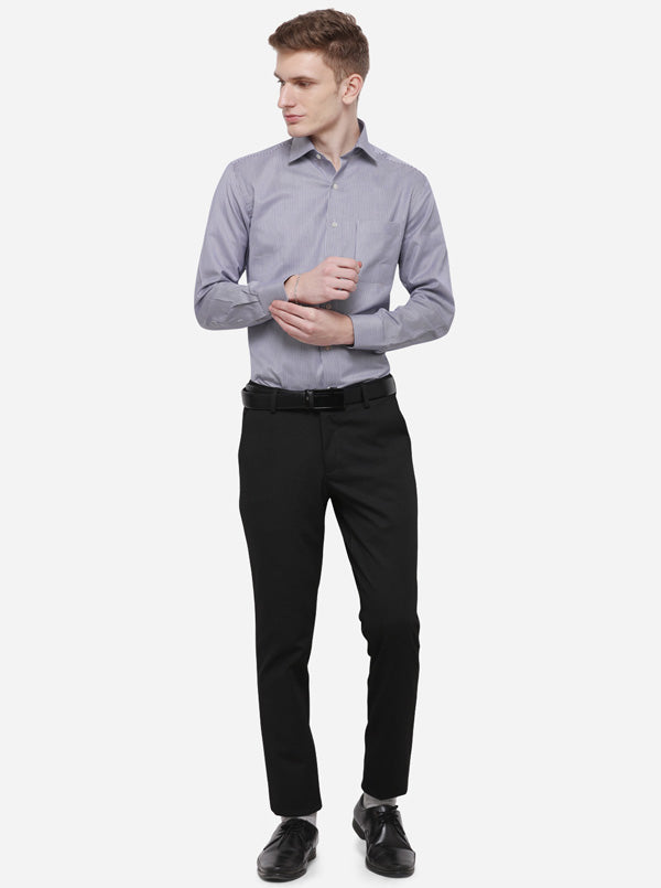 Black Solid Slim Fit Formal Trouser | JB Studio