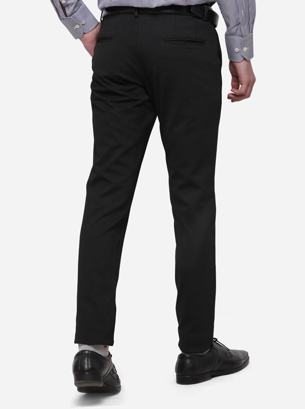 Black Solid Slim Fit Formal Trouser | JB Studio