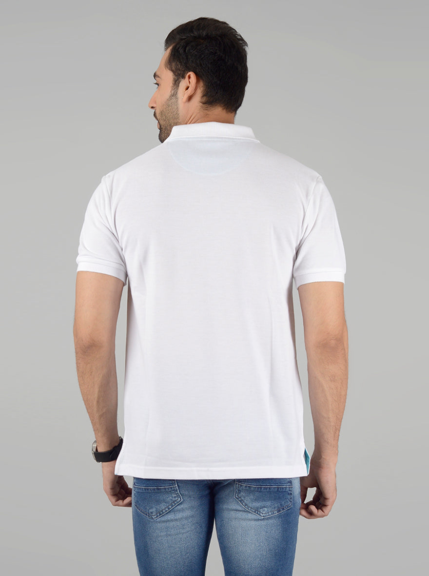 White Solid Slim Fit Polo T-Shirt | Greenfibre