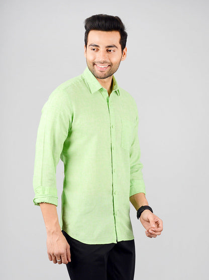 Green Solid Slim Fit Casual Shirt | JB Sport