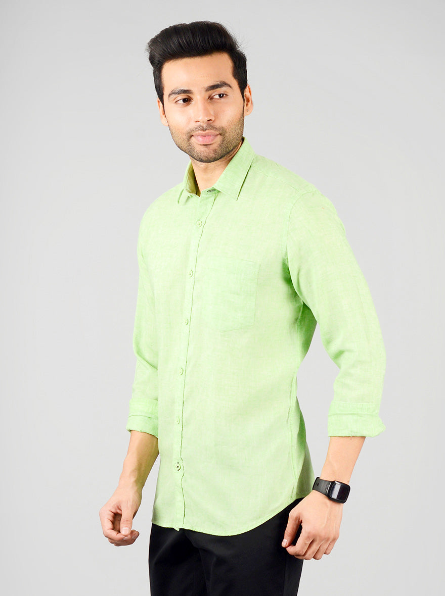 Green Solid Slim Fit Casual Shirt | JB Sport