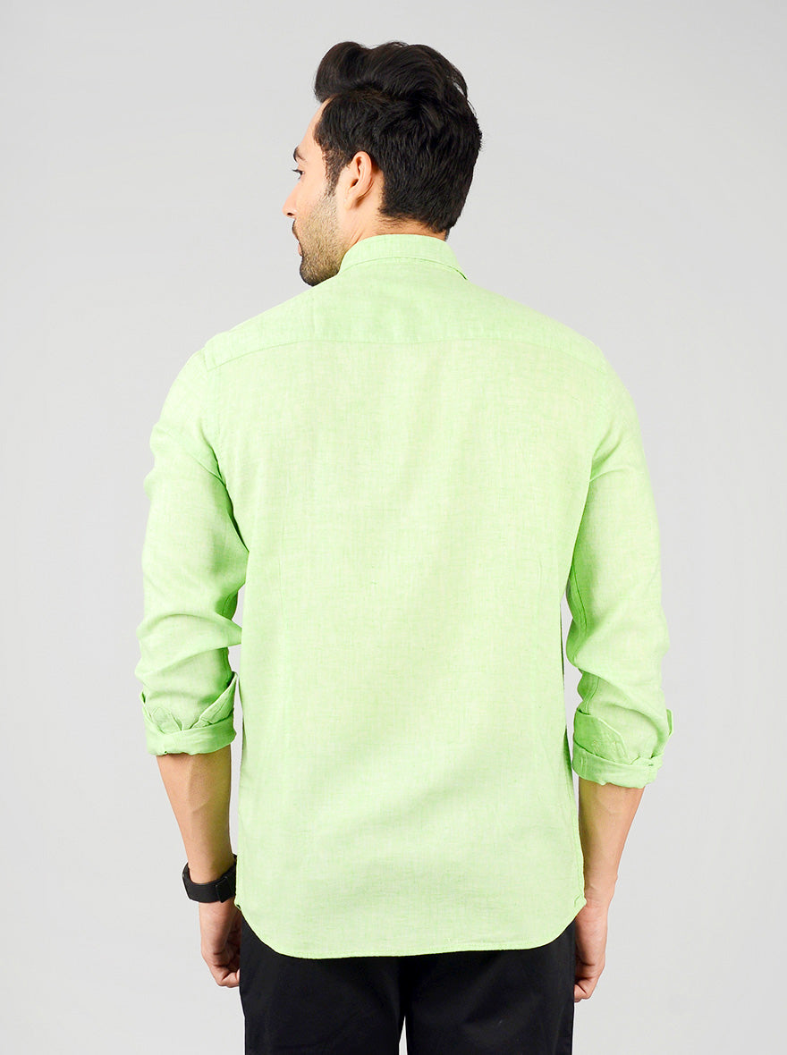 Green Solid Slim Fit Casual Shirt | JB Sport