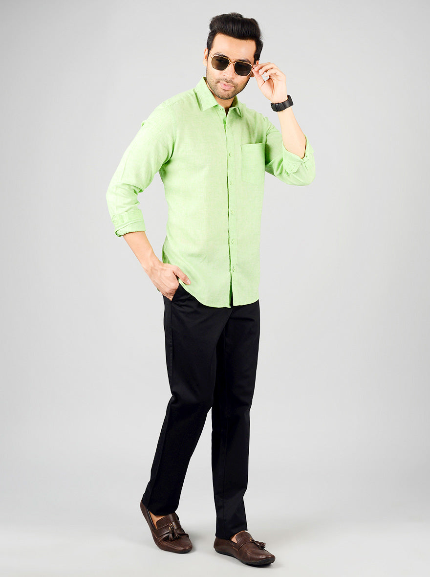 Green Solid Slim Fit Casual Shirt | JB Sport