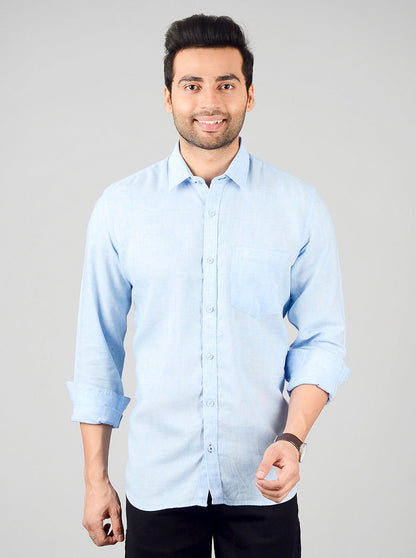 Pastel Blue Solid Slim Fit Casual Shirt | JB Sport
