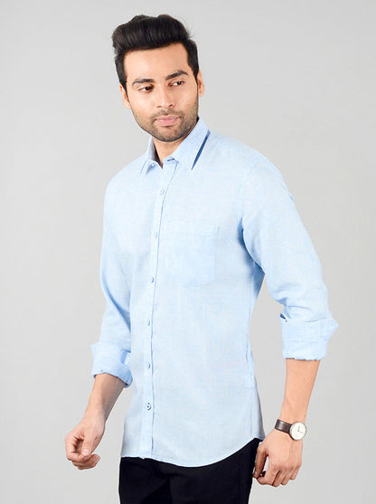 Pastel Blue Solid Slim Fit Casual Shirt | JB Sport