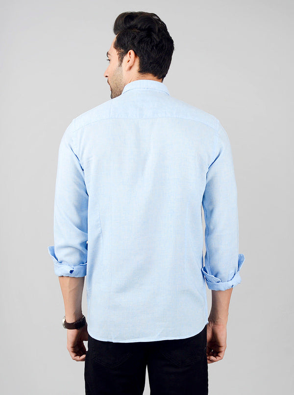 Pastel Blue Solid Slim Fit Casual Shirt | JB Sport