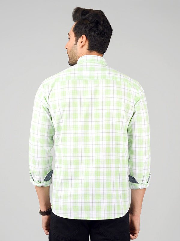 Mint & White Checked Slim Fit Casual Shirt | JB Sport