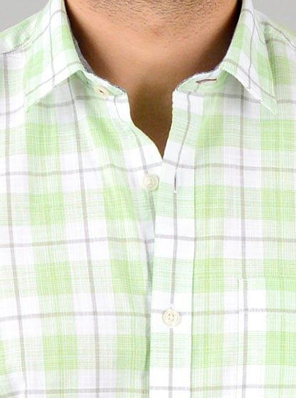 Mint & White Checked Slim Fit Casual Shirt | JB Sport