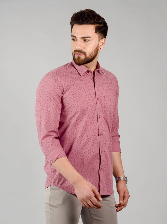 Desert Pink Printed Slim Fit Casual Shirt | Greenfibre