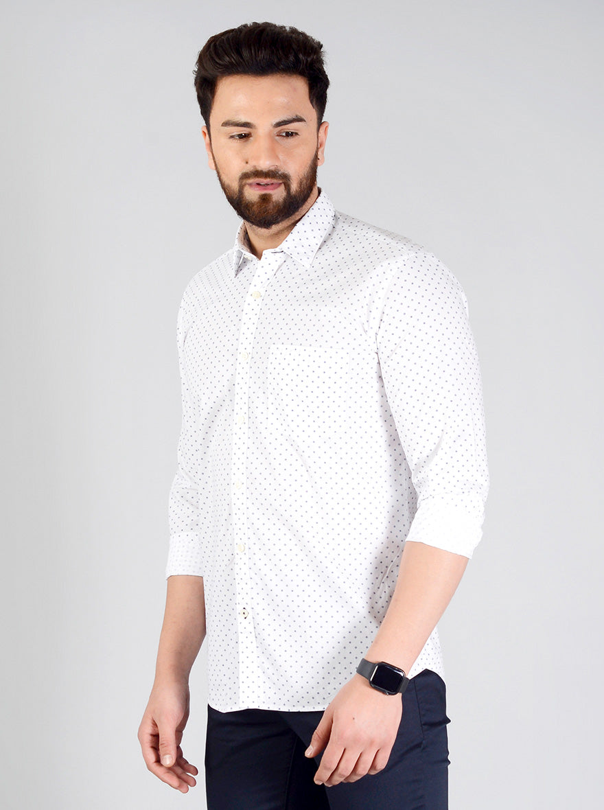 Snow White Printed Smart Fit Casual Shirt | Greenfibre