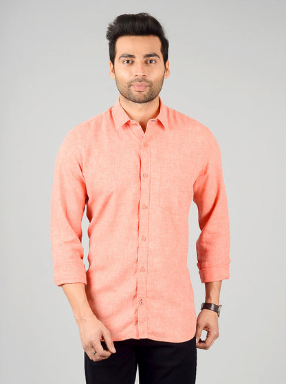 Camellia Orange Solid Slim Fit Casual Shirt | JB Sport