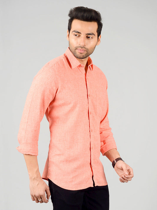 Camellia Orange Solid Slim Fit Casual Shirt | JB Sport