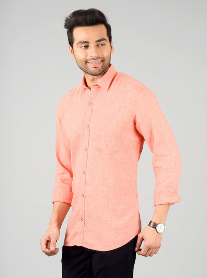 Camellia Orange Solid Slim Fit Casual Shirt | JB Sport