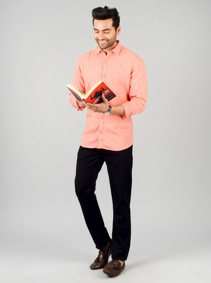 Camellia Orange Solid Slim Fit Casual Shirt | JB Sport
