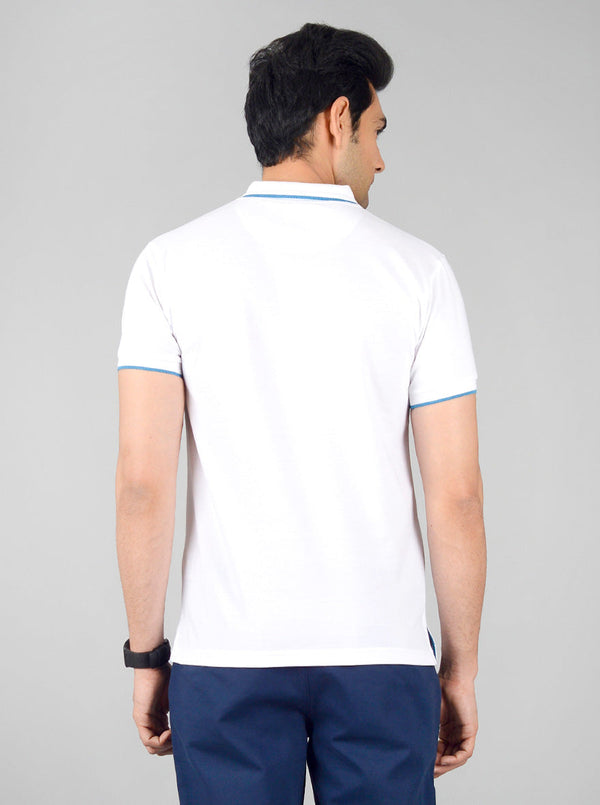 White Solid Slim Fit Polo T-shirt | Greenfibre