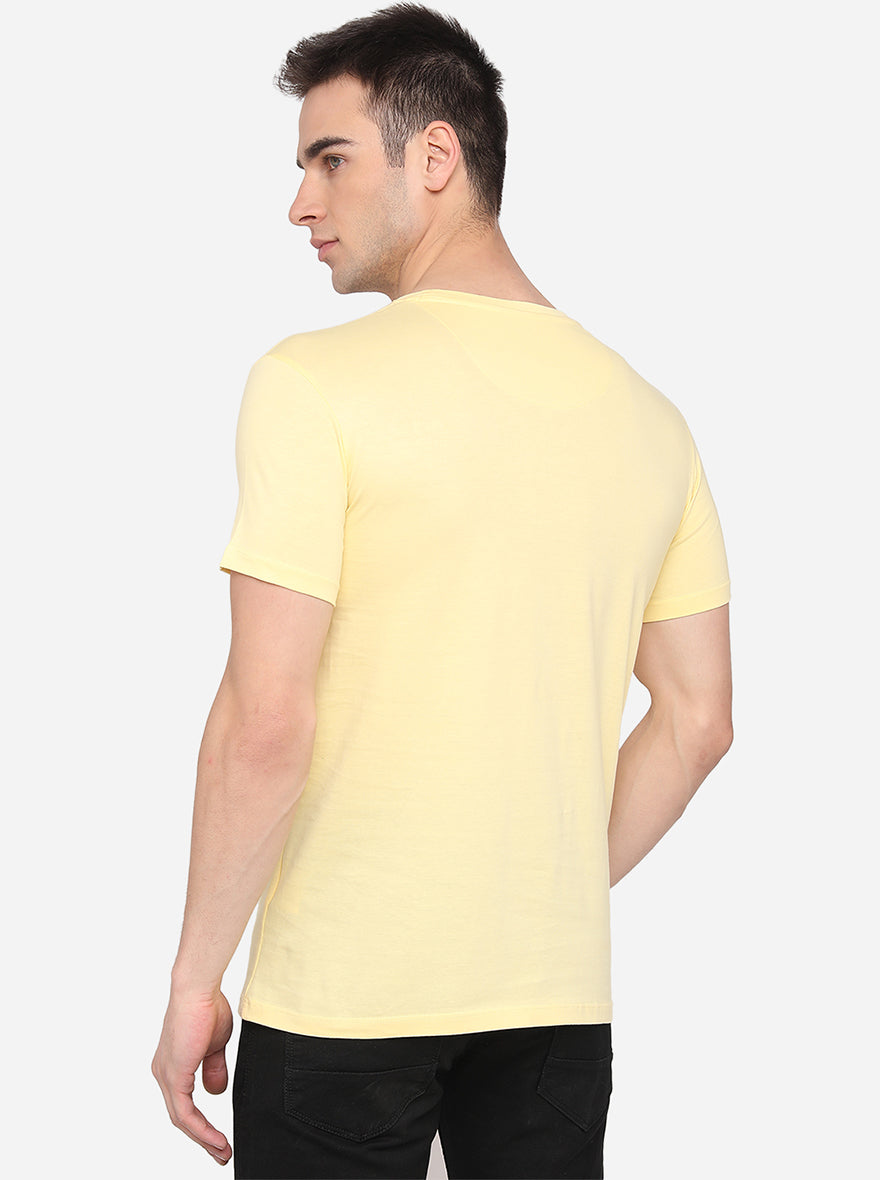 Yellow Printed Slim Fit T-Shirt | Greenfibre