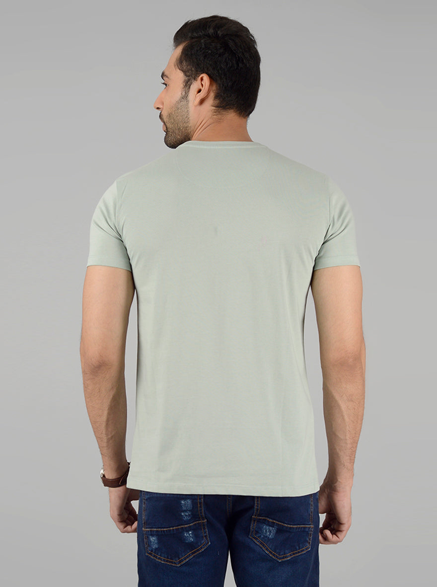 Light Green Printed Slim Fit T-Shirt | Greenfibre