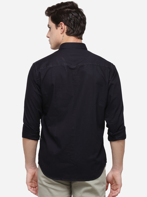 Black Regular Fit Solid Casual Shirt | Greenfibre