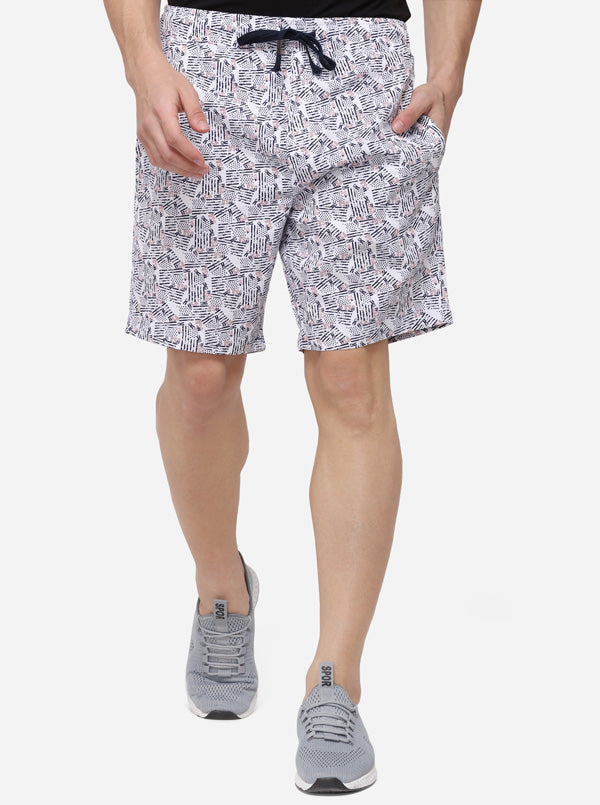 Snow White Regular Fit Printed Shorts | JadeBlue